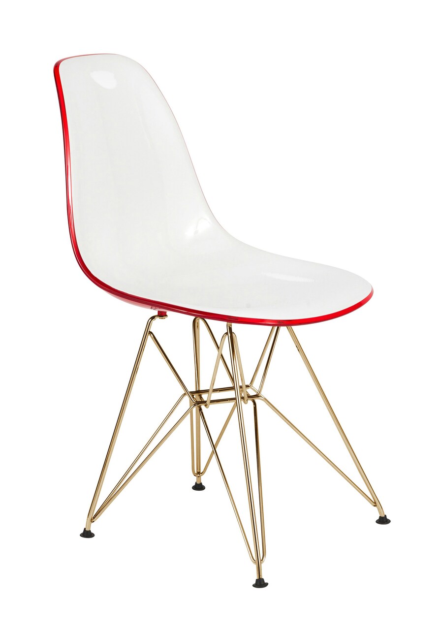 LeisureMod Cresco Molded 2-Tone Eiffel Side Chair with Gold Base